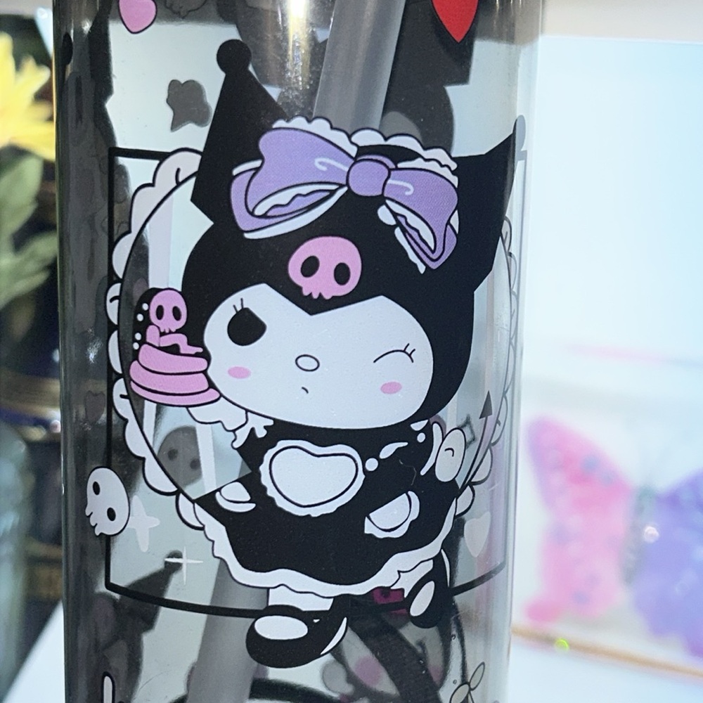 Kuromi Water Bottle with Straw